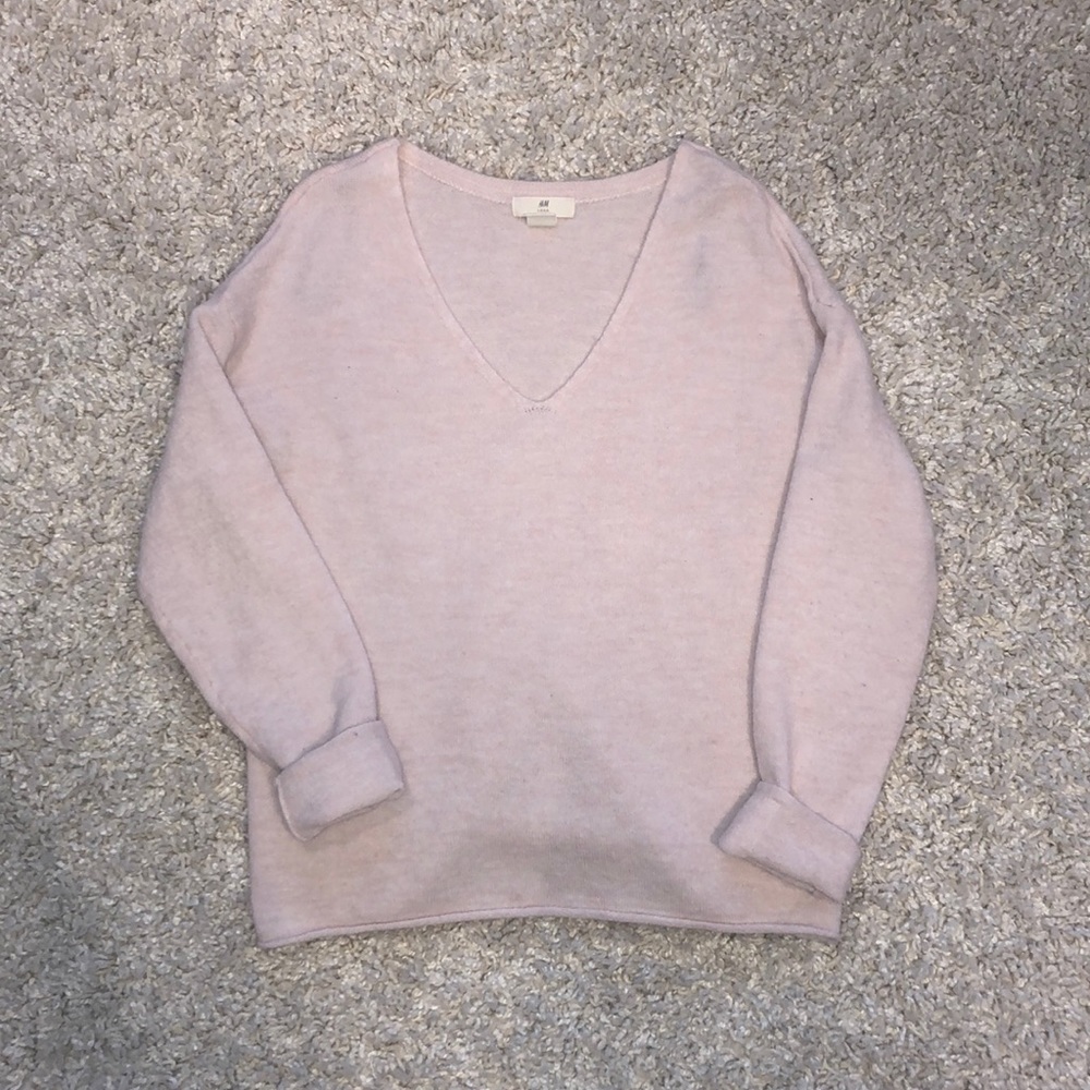 Deep V neck knit sweater